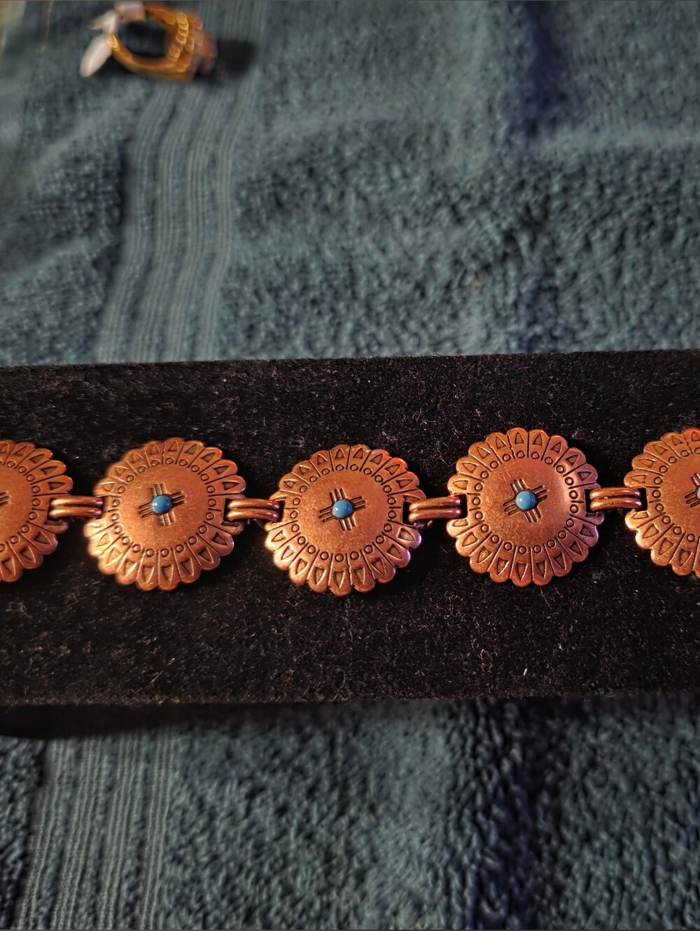 Southwestern Copper Tribal Concho & Turquoise Bracelet